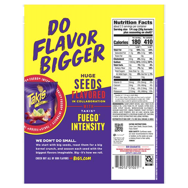 Bigs Takis Fuego Sunflower Seeds, 5.35 oz