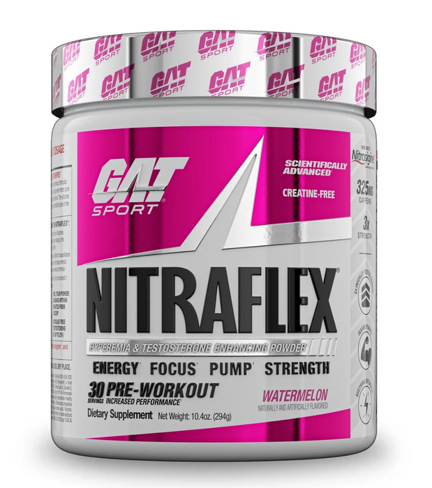GAT Nitraflex Advanced Pre-Workout, Watermelon Flavor, 300 gr