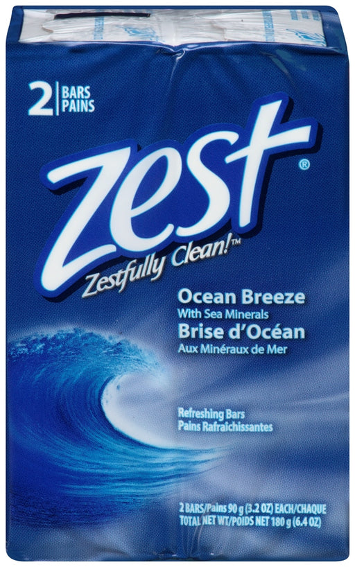 Zest Refreshing Soap Bars, Ocean Breeze with Sea Minerals, 2 x 3.2 oz