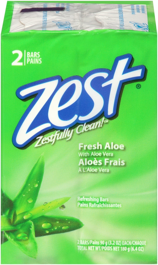 Zest Refreshing Soap Bars, Fresh Aloe, 2 x 3.2 oz