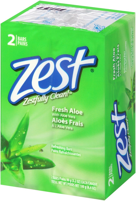 Zest Refreshing Soap Bars, Fresh Aloe, 2 x 3.2 oz