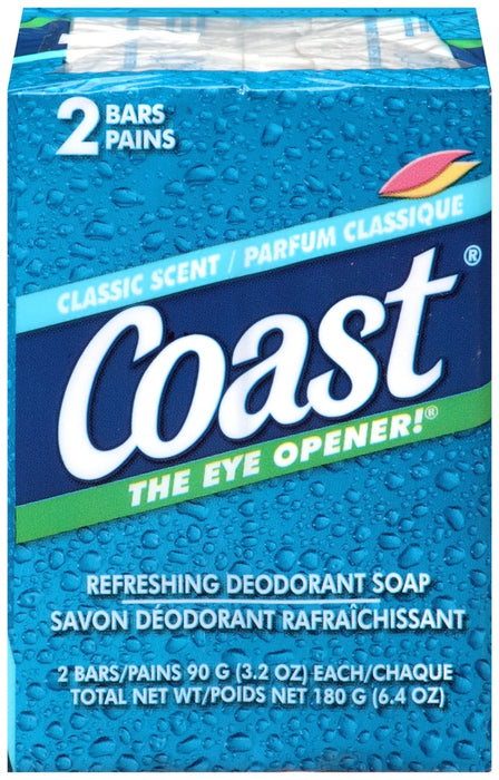 Coast Refreshing Deoderant Soap Bars, Classic Scent, 2 x 3.2 oz