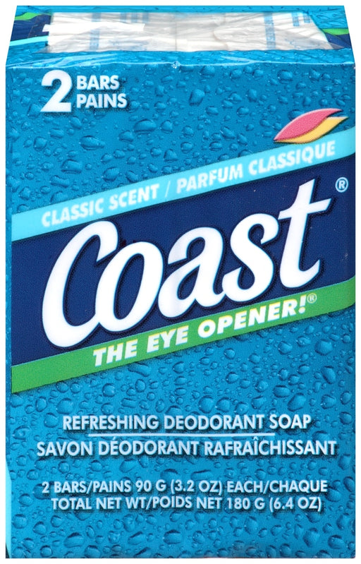 Coast Refreshing Deoderant Soap Bars, Classic Scent, 2 x 3.2 oz