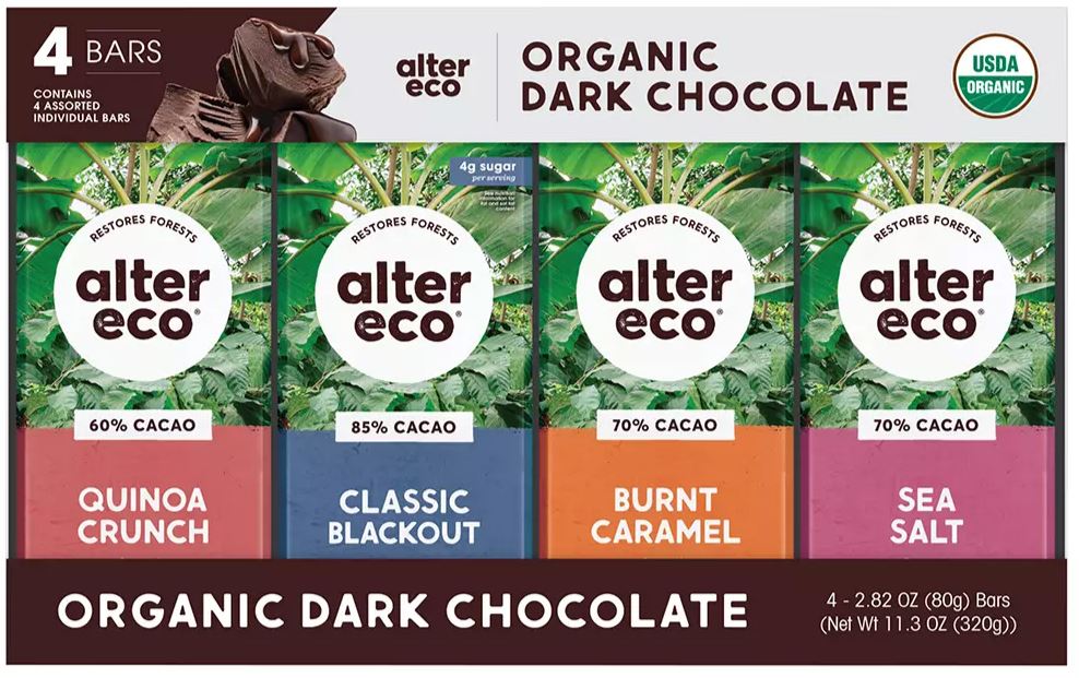 Alter Eco Organic Dark Chocolate Assortment , 4 x 2.82 oz