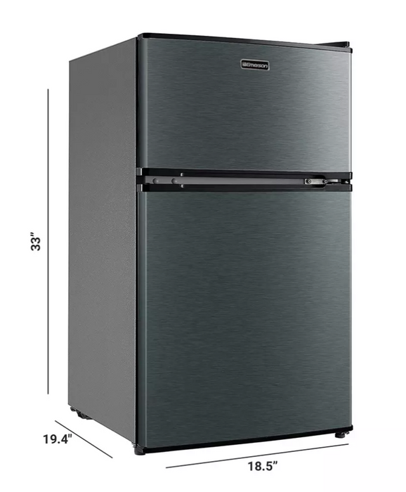 Emerson 3.1 -Cu. -Ft. 2-Door Refrigerator/Freezer, Stainless Steel , 3.1 cu ft