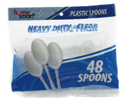 Home Smart Plastic Cutlery Bag Clear Spoons, 48 ct