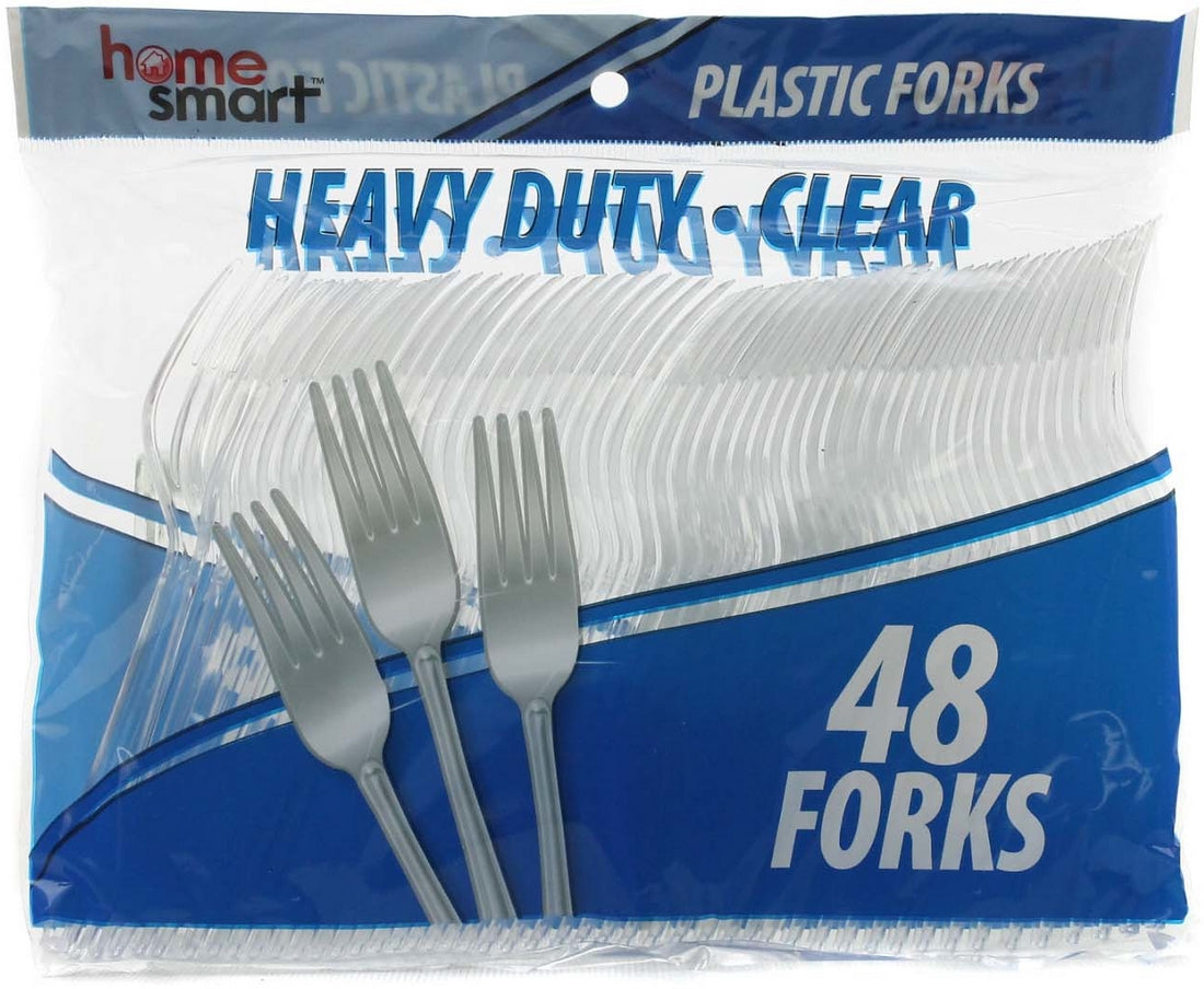 Home Smart Plastic Cutlery Bag Clear Forks, 48 ct