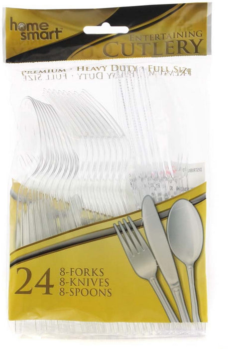 Home Smart Plastic Cutlery Entertaining Clear Combo, 24 ct