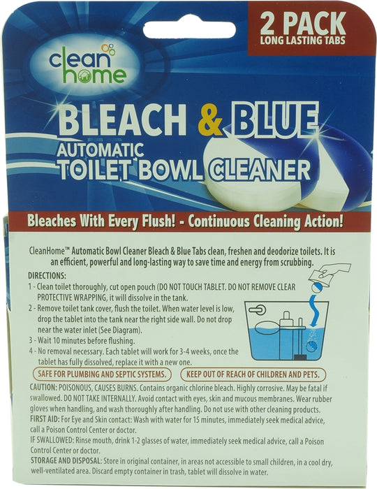 Clean Home Bleach & Blue Automatic Toilet Bowl Cleaner, 2 ct