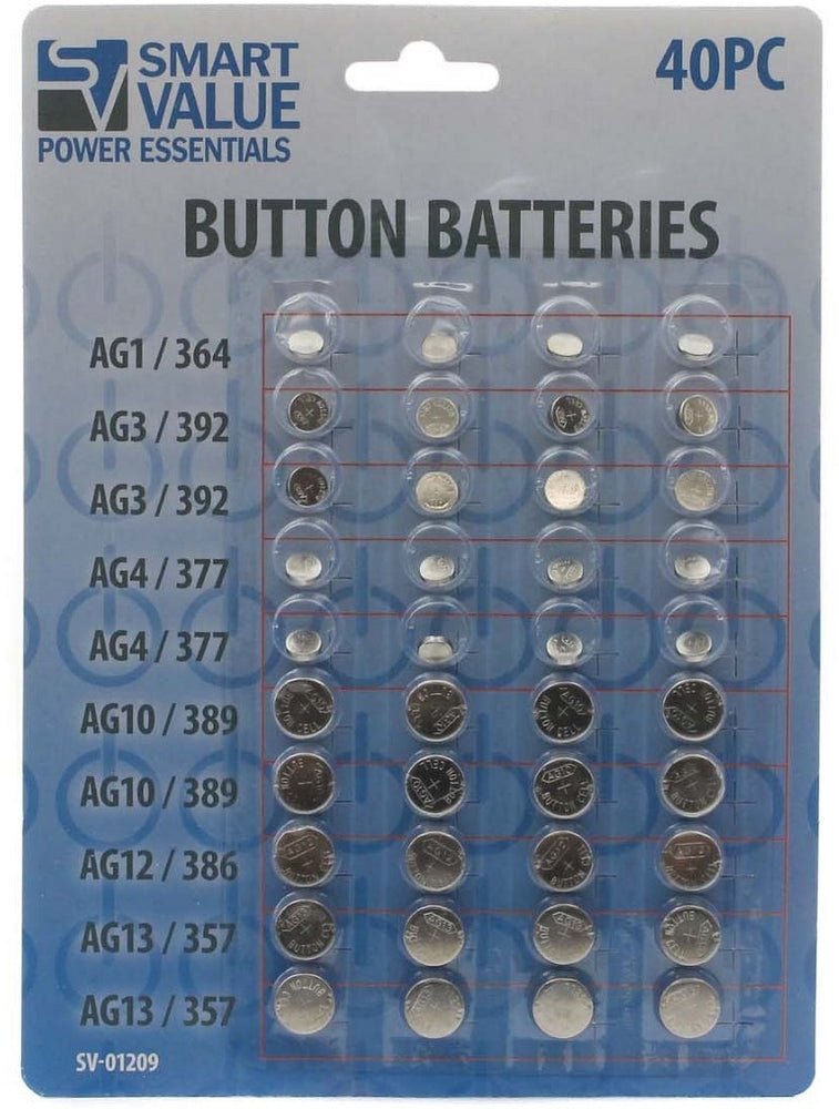 Smart Value Button Batteries 3V, 40 ct