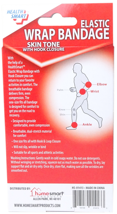 Health Smart Elastic Wrap Bandage With Skin Tone & Hook Closure , 1 pc