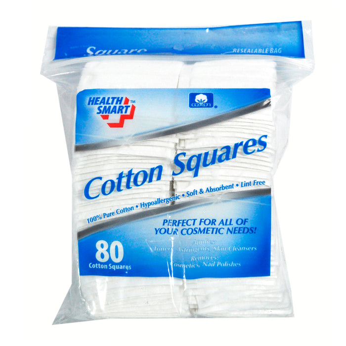 Health Smart 100% Cotton Squares, 80 ct