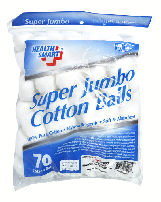 Health Smart Super Jumbo Cotton Balls , 70 ct