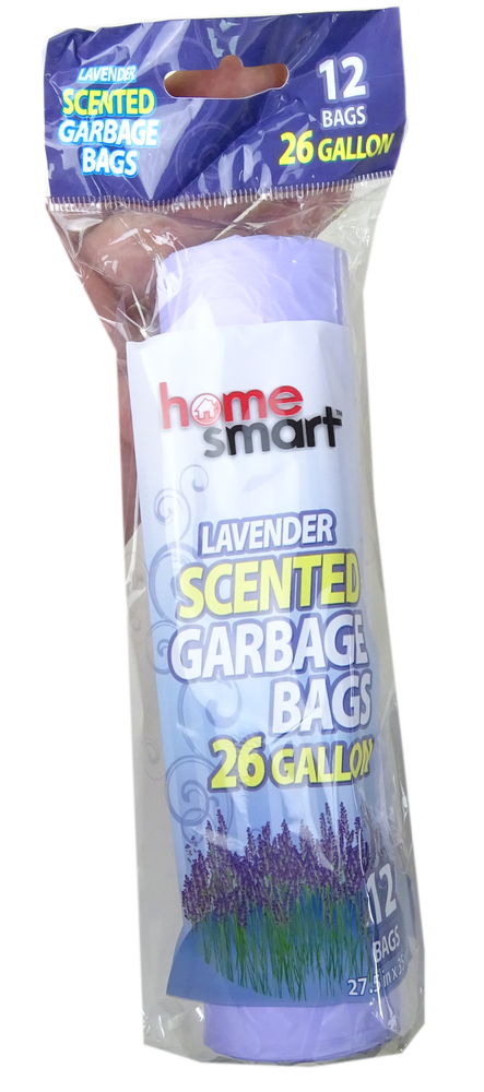 Home Smart Scented Garbage Bags, Lavender Scent, 26 Gallon, 12 ct