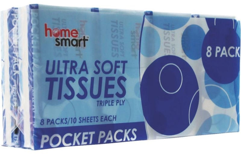 Home Smart Pocket Tissues Blue, 8 ct