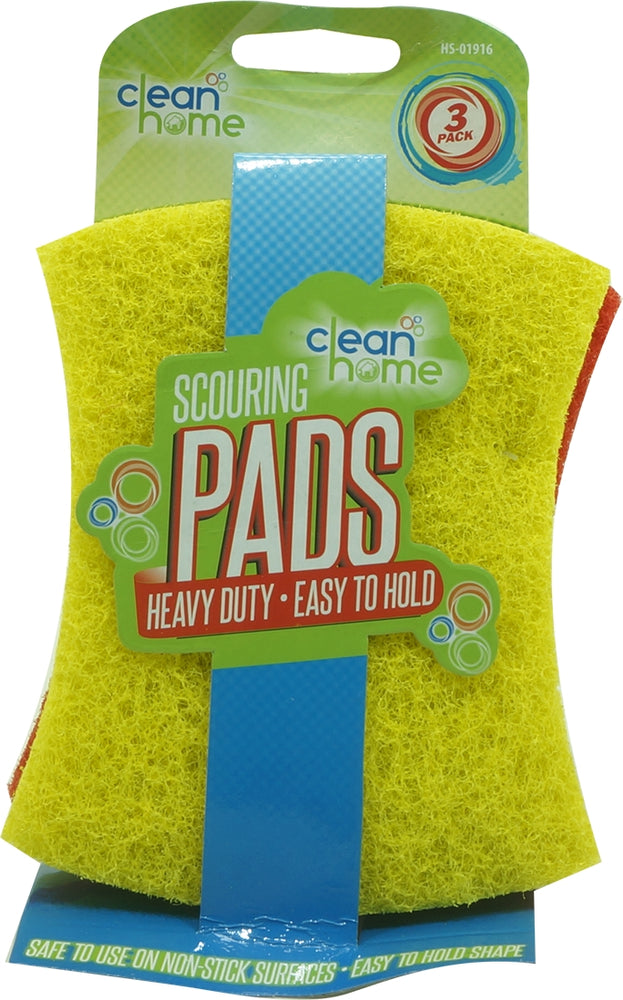Clean Home Heavy Duty Scouring Pads, 3 ct
