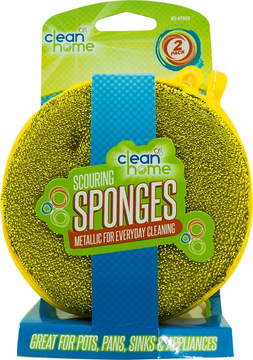 Clean Home Scouring Sponges, Metallic, 2 ct