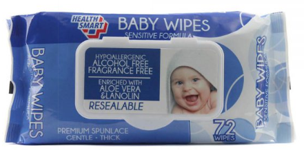 Health Smart Premium Quality Baby Wipes, 72 ct