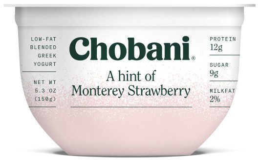 Chobani Less Sugar Greek Yogurt, Monterey Strawberry , 5.3 oz
