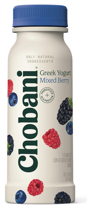 Chobani Low-Fat Greek Yogurt Drink, Variety Pack , 12 x 7 oz
