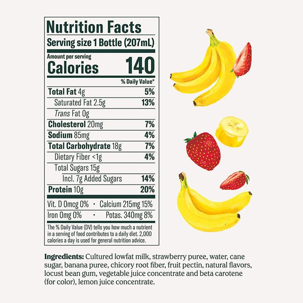 Chobani Strawberry Banana Greek Yogurt Drink , 7 oz