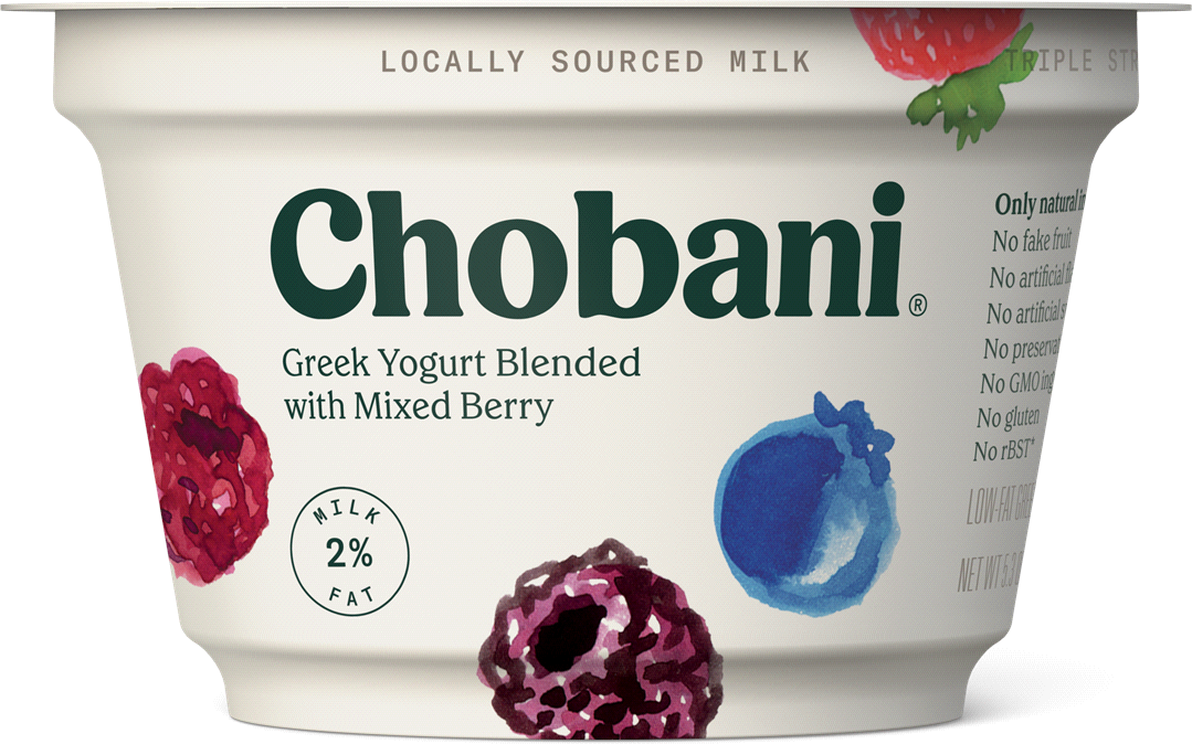 Chobani Greek Yogurt With Mixed Berry Blended, 5.3 oz