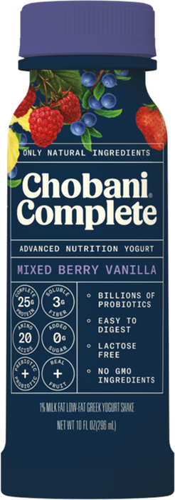 Chobani Complete Advanced Nutrition Yogurt Drink, Mixed Berry Vanilla Flavor, 10 oz