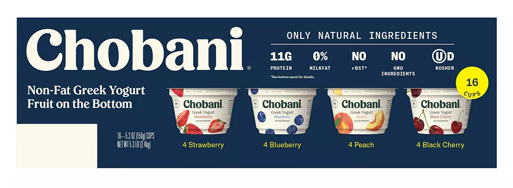 Chobani Non-Fat Greek Yogurt, Variety Pack , 16 ct