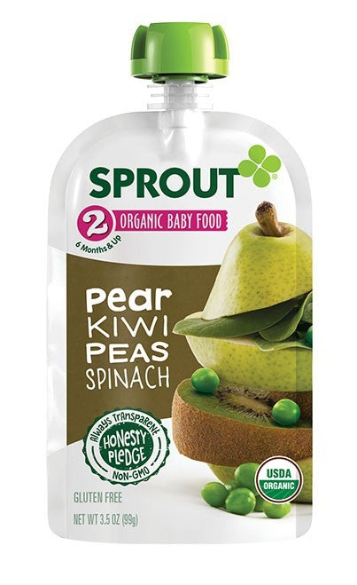 Sprout Organic Baby Food Pouch, Pear Kiwi Peas Spinach Flavor,