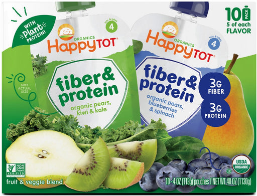 Happytot Fiber & Protein Pouches, 10 x 4 oz