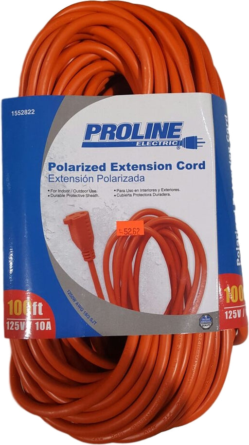 Proline Electric 100 ft Polarized Extension Cord, 125 V, 10 A, 