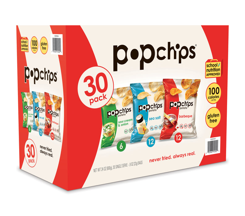 Popchips Potato Chips, Variety Pack , 30 x 0.8 oz