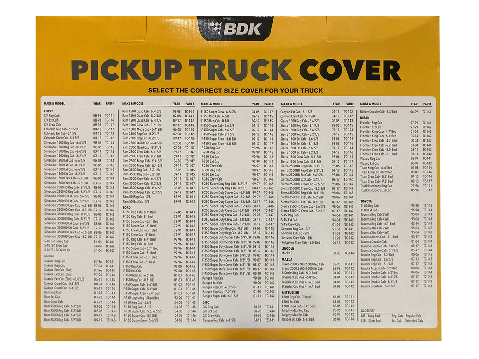 BDK Pickup Truck Cover TC-143, 208" x 70" x 65"