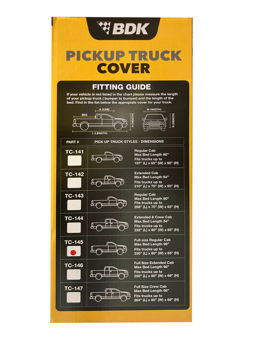 BDK Pickup Truck Cover TC-145, 230" x 80" x 65"