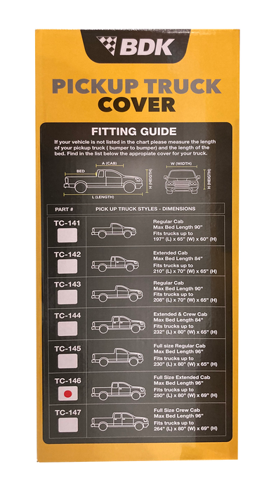 BDK Pickup Truck Cover TC-146, 250" x 80" x 69"
