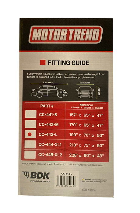 Motor Trend 4 Layer Car Cover, Large, 1 pc