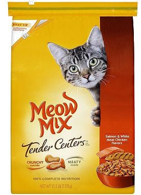Meow Mix Tender Centers Dry Cat Food, Salmon & Chicken, 15.5 lbs