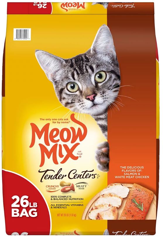 Meow Mix Tender Centers Salmon & Chicken Dry Cat Food , 26 lbs —