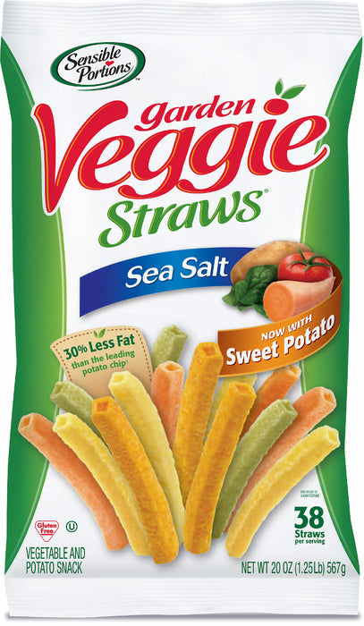 Sensible Portions Garden Veggie Straws Vegetable Snack with Sea Salt, 20 oz