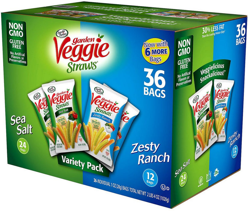 Sensible Portions Garden Veggie Straws, Variety Pack, 36 x 1 oz