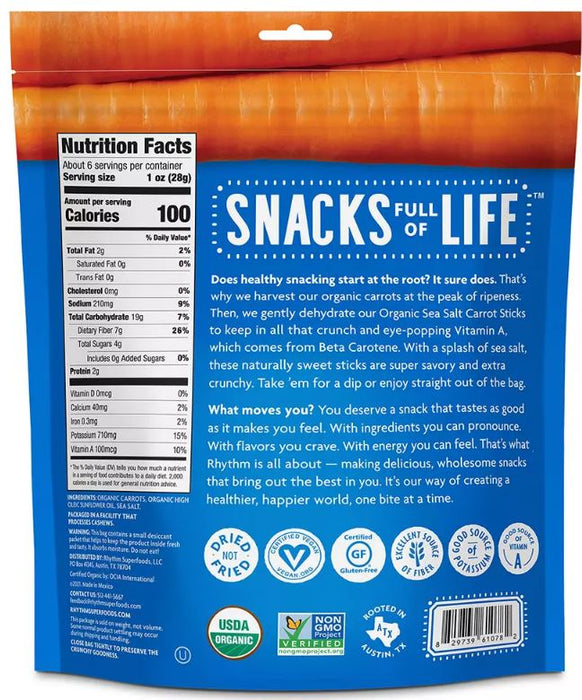 Rhythm Organic Carrot Sticks With Sea Salt , 5.5 oz