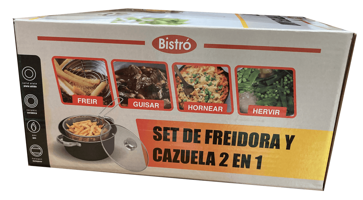 Bistro 2 in 1 Deep Fat Fryer & Casserole Set, 24 cm, 3 pcs