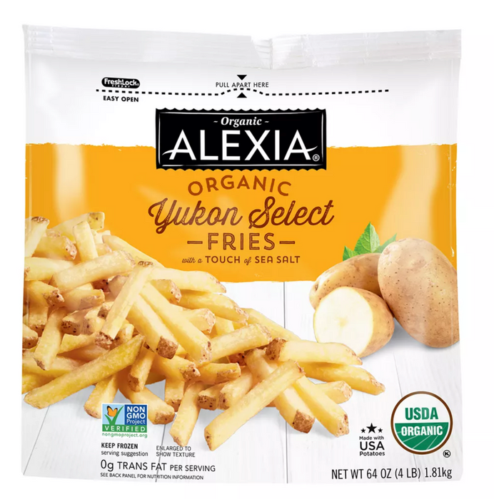 Alexia All Natural Organic Yukon Frozen Fries With Sea Salt, 64 oz