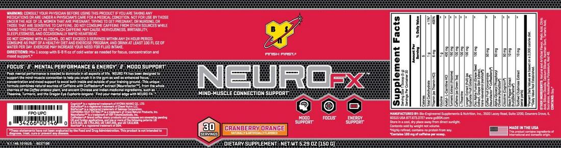 BSN Neuro FX Focus, Mood and Brain Support, Cranberry Orange, 150 gr