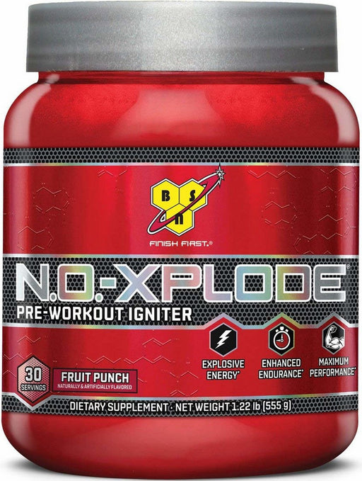 BSN N.O.-Xplode Pre Workout Supplement with Creatine, Beta-Alanine and Energy, Fruit Punch, 555 gr