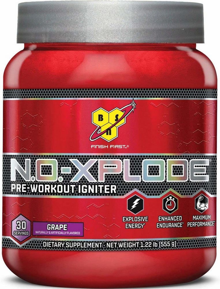 BSN N.O.-Xplode Pre Workout Supplement with Creatine, Beta-Alanine and Energy, Grape, 555 gr