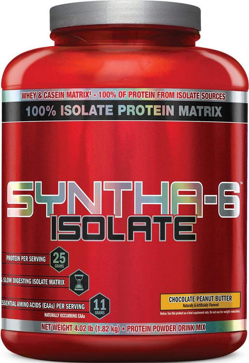 BSN Syntha-6 Isolate Protein Powder, Chocolate Peanut Butter, 4 lbs