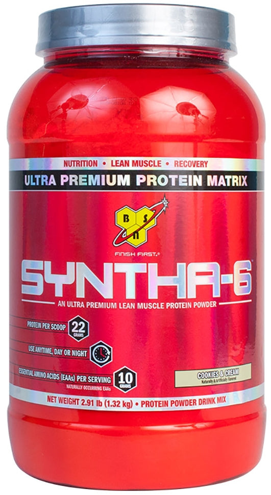 BSN Syntha-6 Ultra Premium Lean Muscle Protein Powder, Cookies & Cream, 2.91 lbs (1.32 kg)