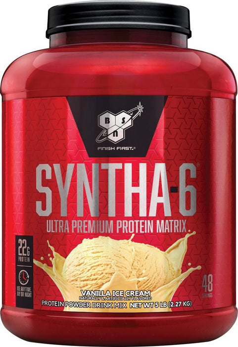 BSN Syntha 6 Whey Protein Powder, Vanilla Ice Cream, 5 lbs