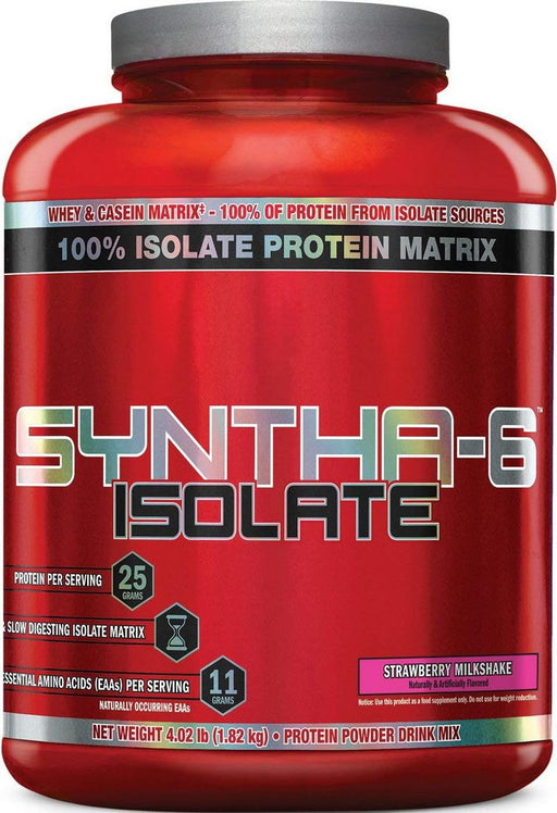 BSN Syntha-6 Isolate Protein Powder, Strawberry Milkshake, 4 lbs